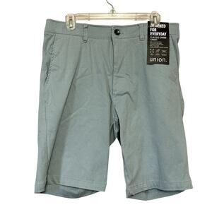 Union Men's Blue/Green Chino Twill Shorts Comfort Flex 30 NWT